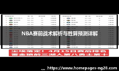 NBA赛前战术解析与胜算预测详解